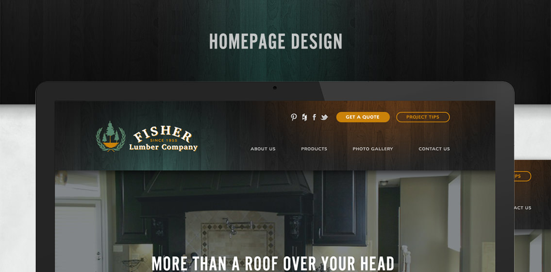 Close-up of homepage design, featuring a home's interior.